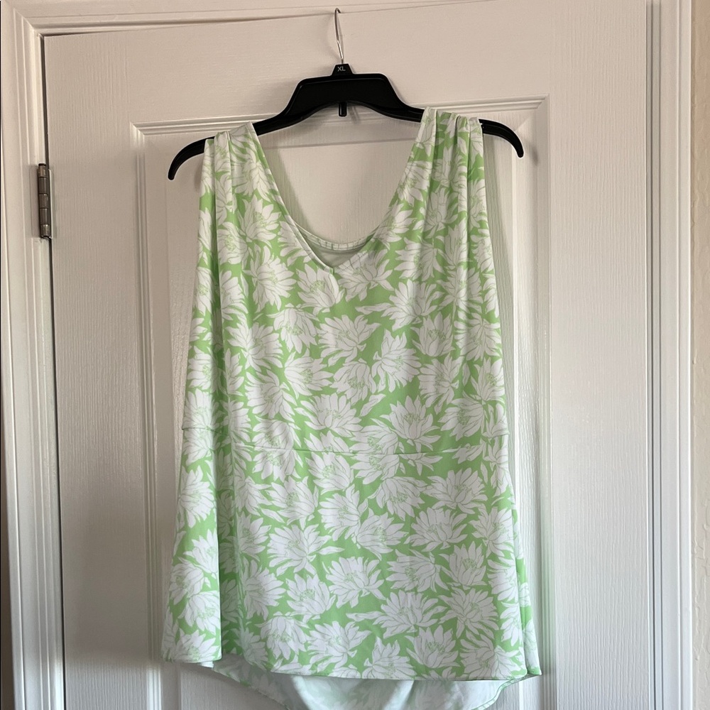 Alfani Green and White Floral Sleeveless Top - Picture 2 of 4